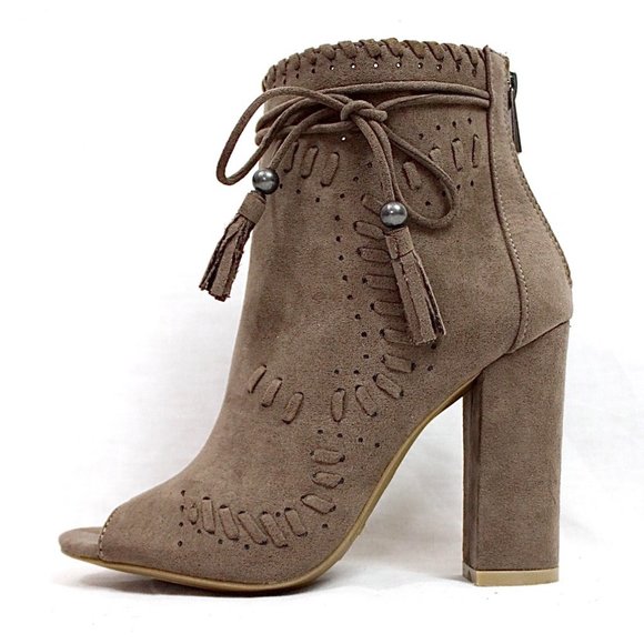 Open Toe Perforated Tassel Dress Bootie - Picture 1 of 4